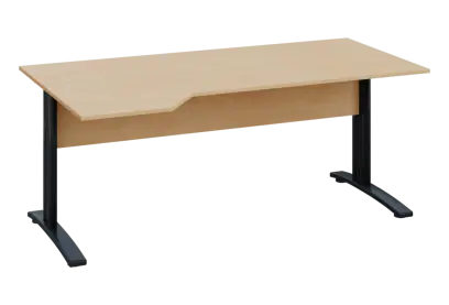 EZK 18 - 184 stůl kancelářský, rohový, levý, kovová podnož černá, deska 18 mm, široký 1800 mm, bříza irská